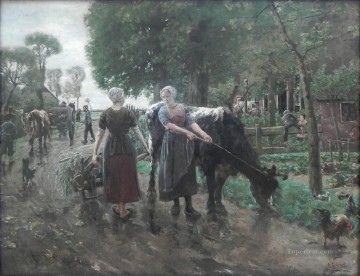 road in dutch village 1885 Max Liebermann German Impressionism Oil Paintings